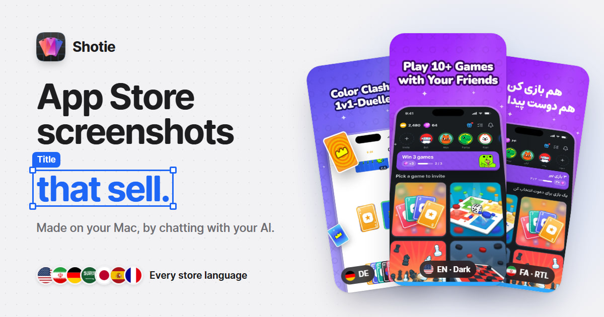 Show HN: Shotie – App Store screenshots generated from your code